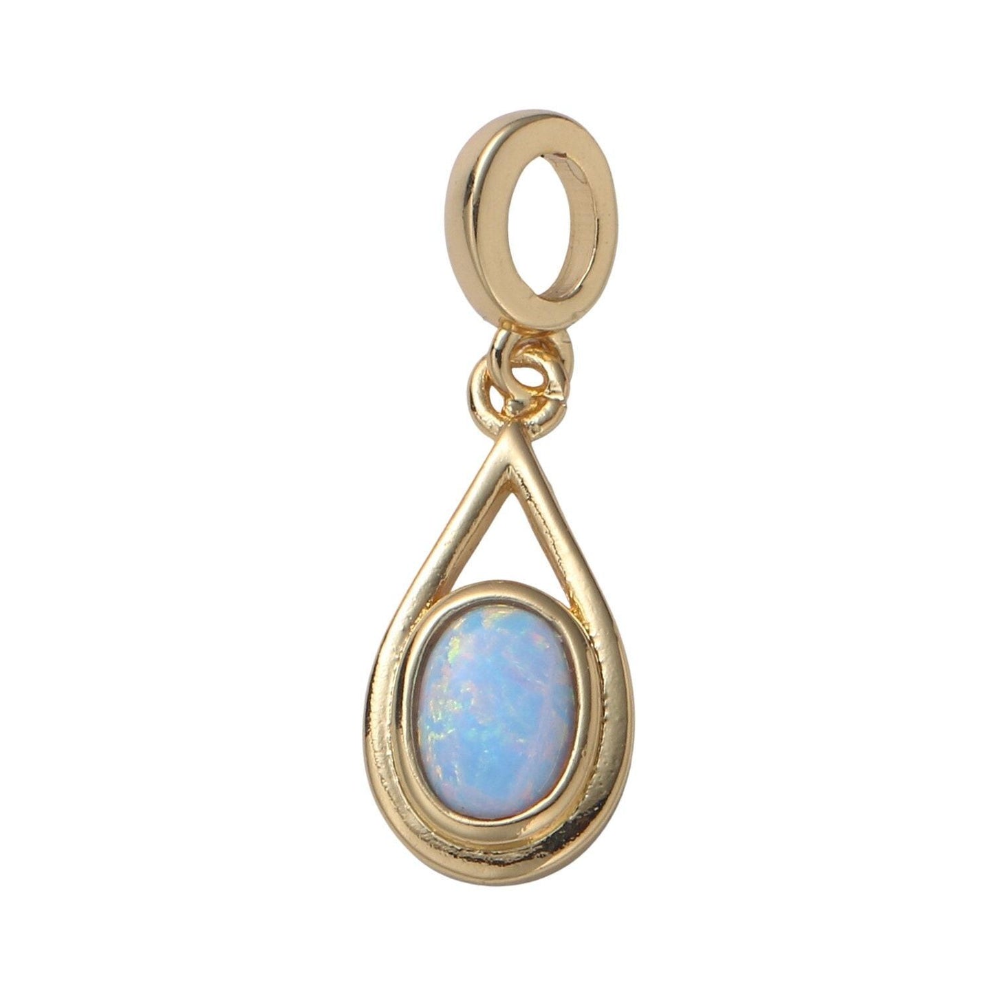 Mini opal oval charm, dainty teardrop gold charm dainty charm bracelet earring necklace supplies, jewelry making, pdgf 2186