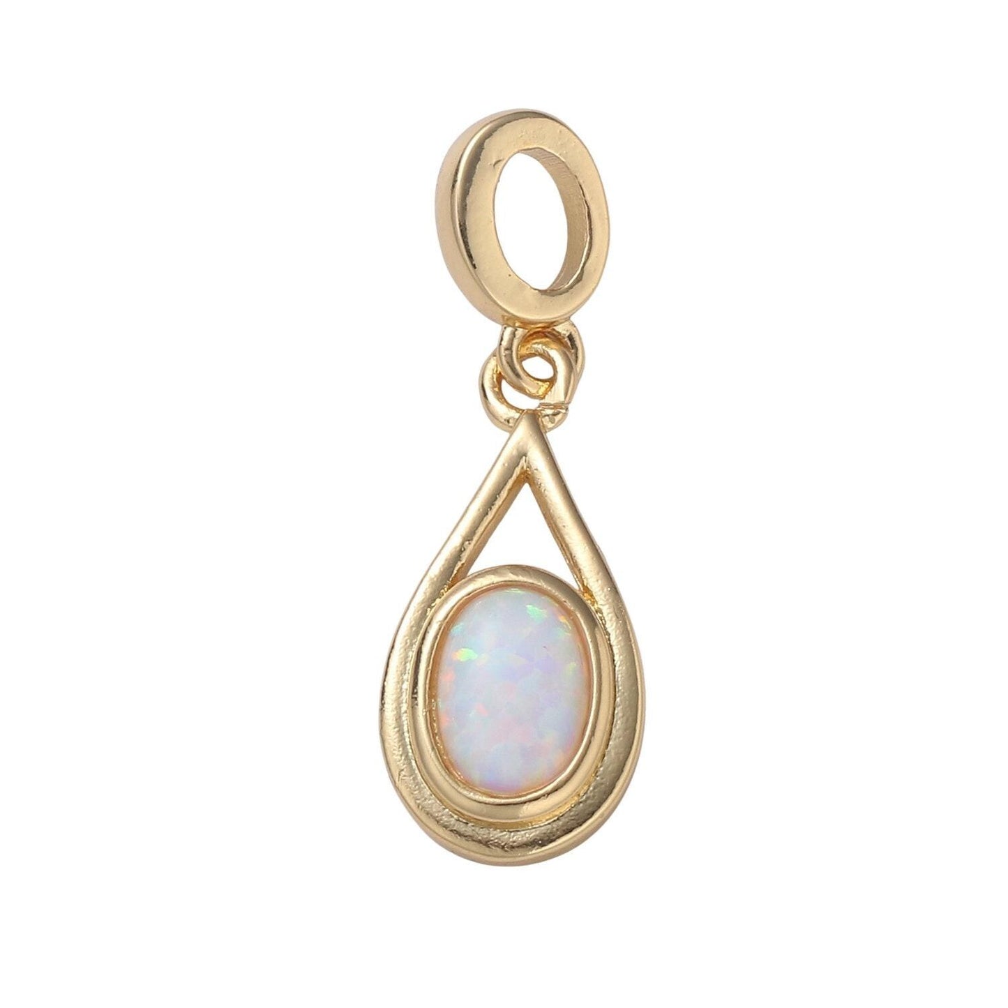 Mini opal oval charm, dainty teardrop gold charm dainty charm bracelet earring necklace supplies, jewelry making, pdgf 2186