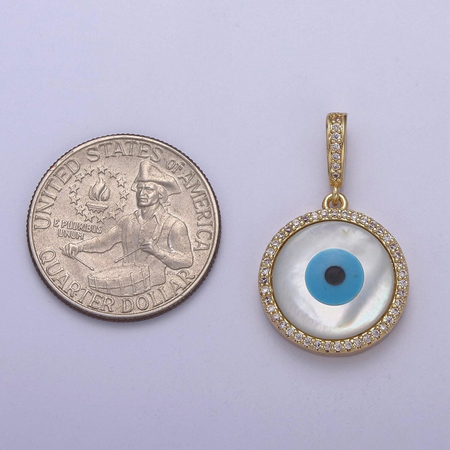 Evil eye charm micro pave cz round pendant, 24k gold filled eye protection charm for bracelet necklace pendant findings for jewelry making