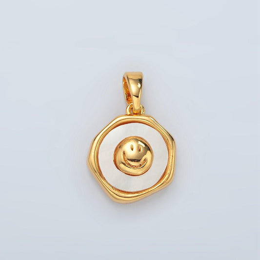 Gold happy face sun charms 24k gold filled sunny side up pearl charm for bracelet necklace for diy jewelry making supply h565