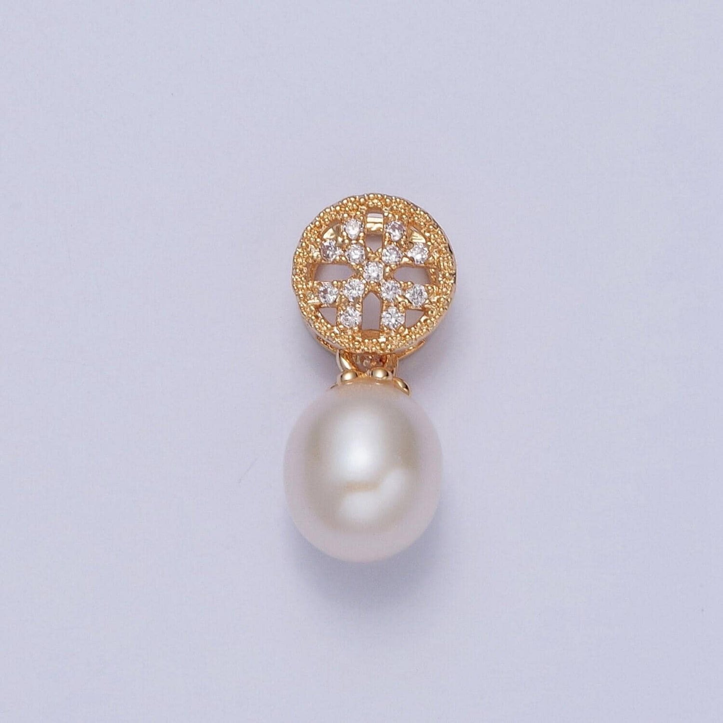 Dainty round pearl elegant dainty button micro pave cz ball charm for bracelet necklace component | h-561