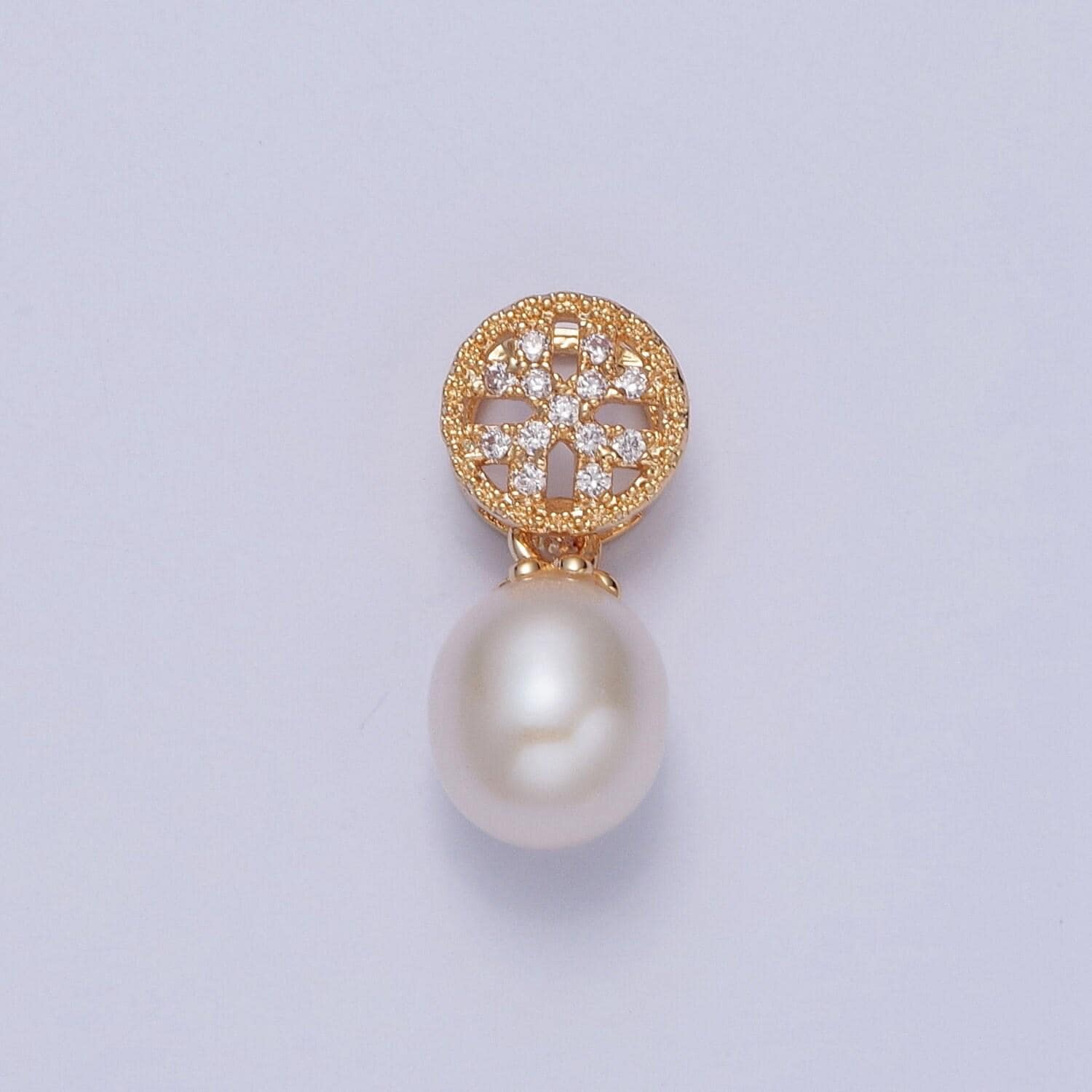 Dainty round pearl elegant dainty button micro pave cz ball charm for bracelet necklace component | h-561