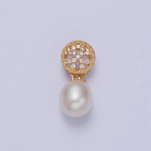 Dainty round pearl elegant dainty button micro pave cz ball charm for bracelet necklace component | h-561