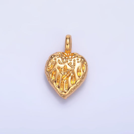 Rustic Mini Heart Charm, Vintage Gold Heart Pendant Charms for bracelet necklace component W386