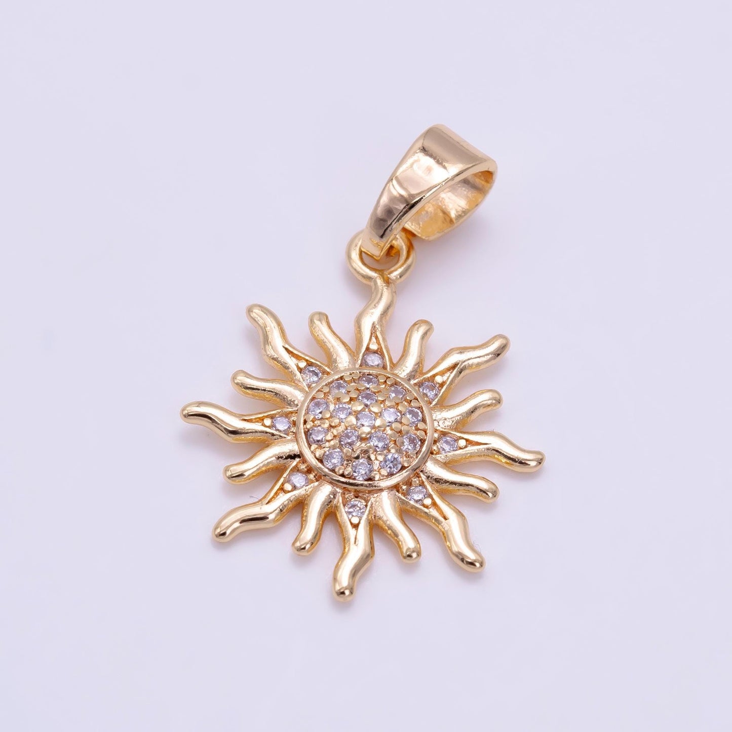 24k gold filled sun charm w cz pendant, sun ray charm celestial sun pendant, bohemian jewelry | h539