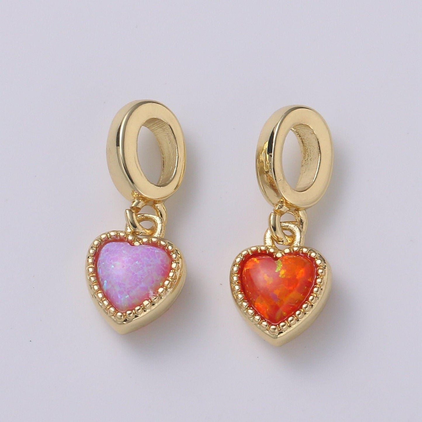 Red purple opal heart charm , love heart pendant, gold heart charm for bracelet necklace jewelry making supply pdgf-2184