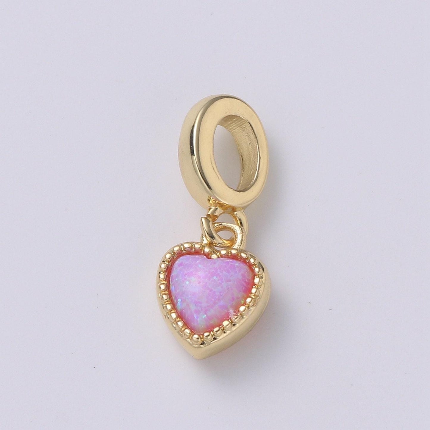 Red purple opal heart charm , love heart pendant, gold heart charm for bracelet necklace jewelry making supply pdgf-2184