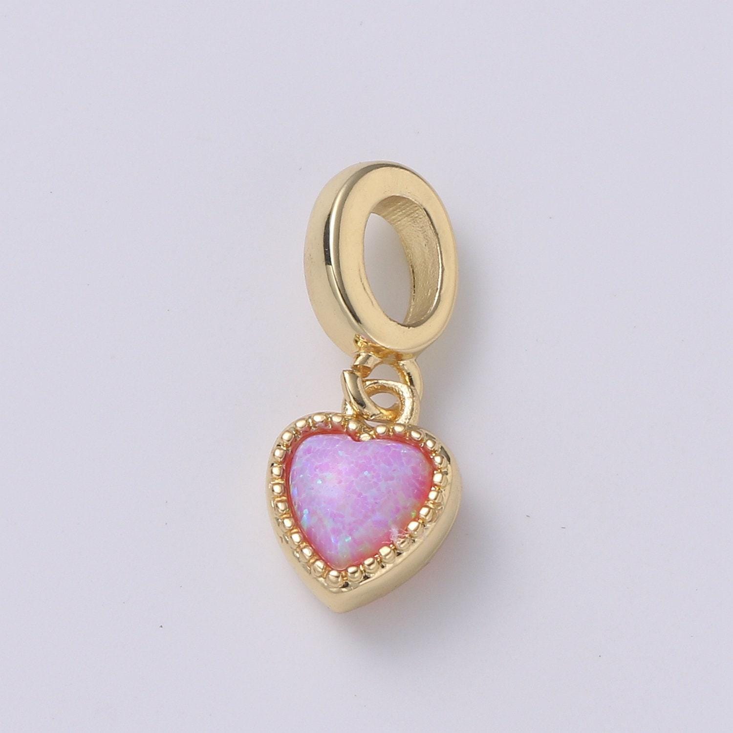 Red purple opal heart charm , love heart pendant, gold heart charm for bracelet necklace jewelry making supply pdgf-2184