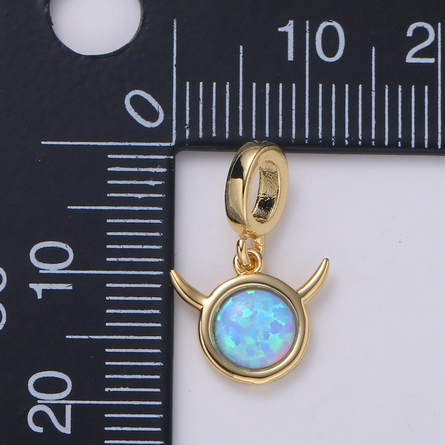 1pc gold solitaire rolling horn charm, opalite silver horn pendant charm, charm, for diy jewelry, pdgf-2182