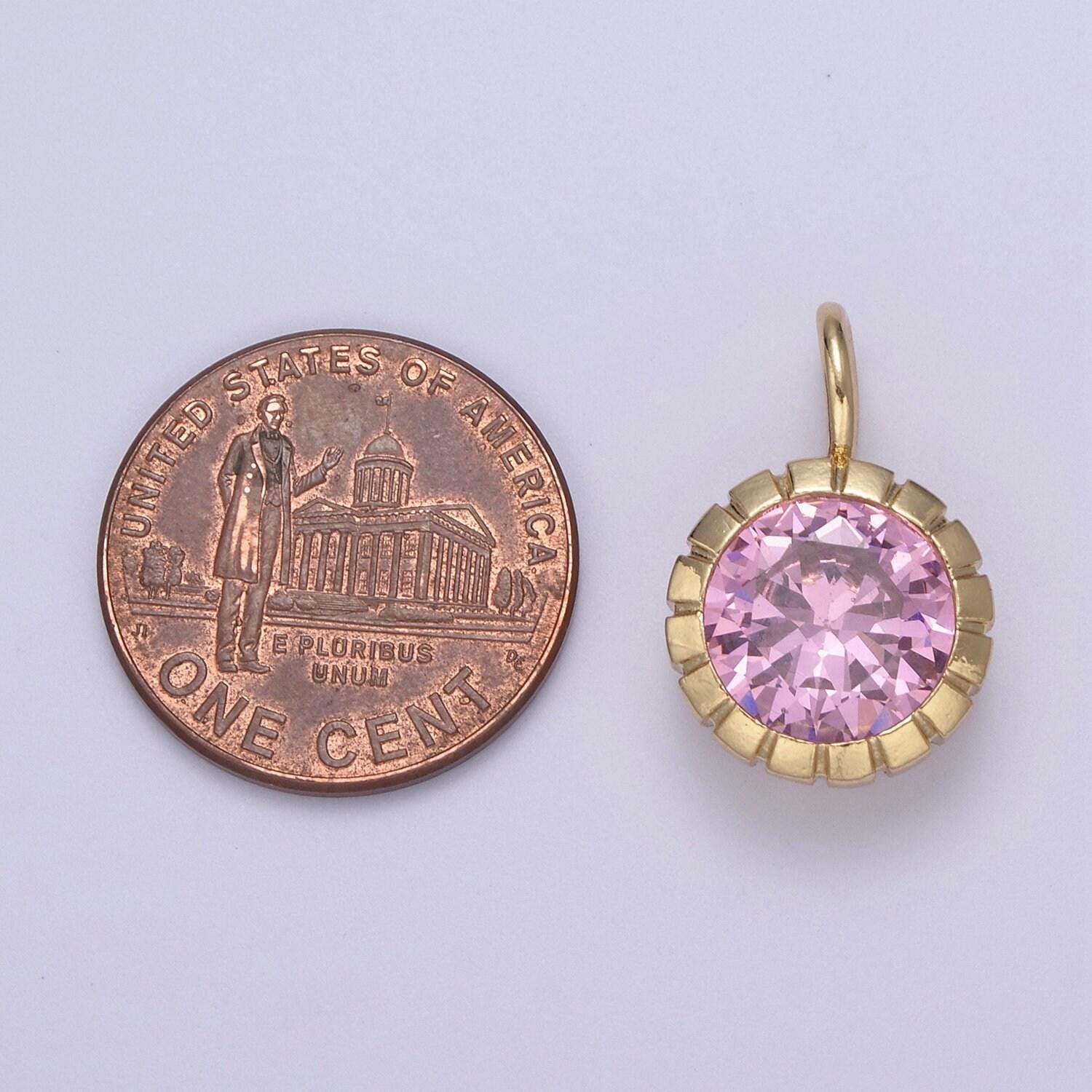 May / june birthstone pendant add on charm dainty cubic cz stone for necklace bracelet supply h-495 / h-496