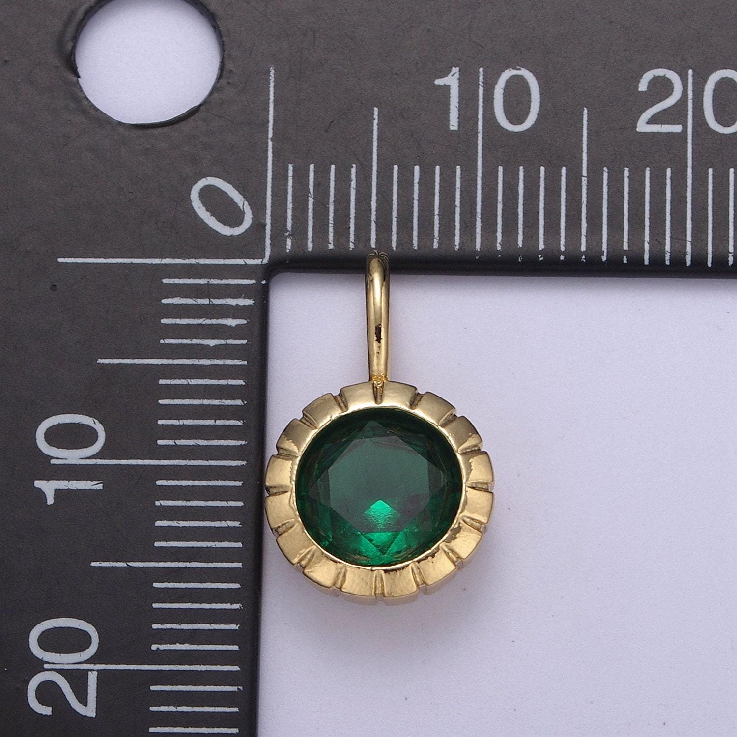 Mini round cz may / june birthstone pendant add on charm dainty pink green cz stone for necklace bracelet supply h-493 / h-494