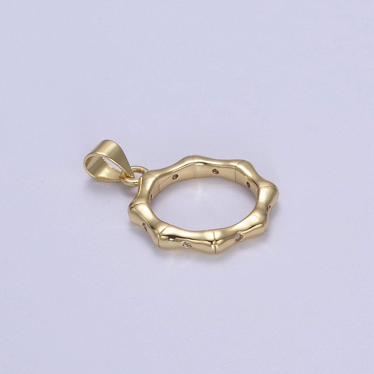 Bamboo circle charm pendant for necklace bracelet supply h-490