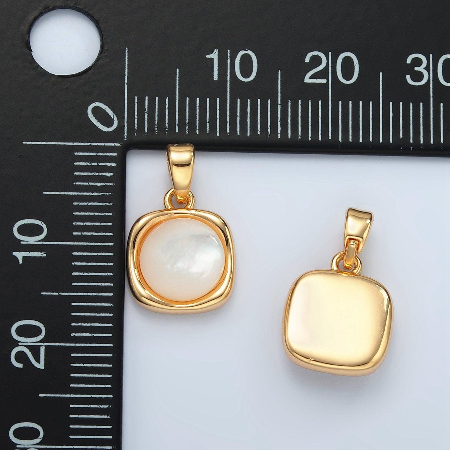 24k gold filled shell pearl square charm geometric pendant for necklace bracelet earring charm | h472