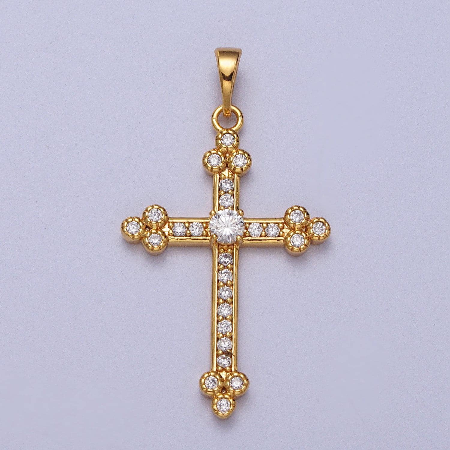 24k gold filled micro pave cz cross charm for reliious jewelry making cubic cross pendant for earring, necklace, and bracelet h-456