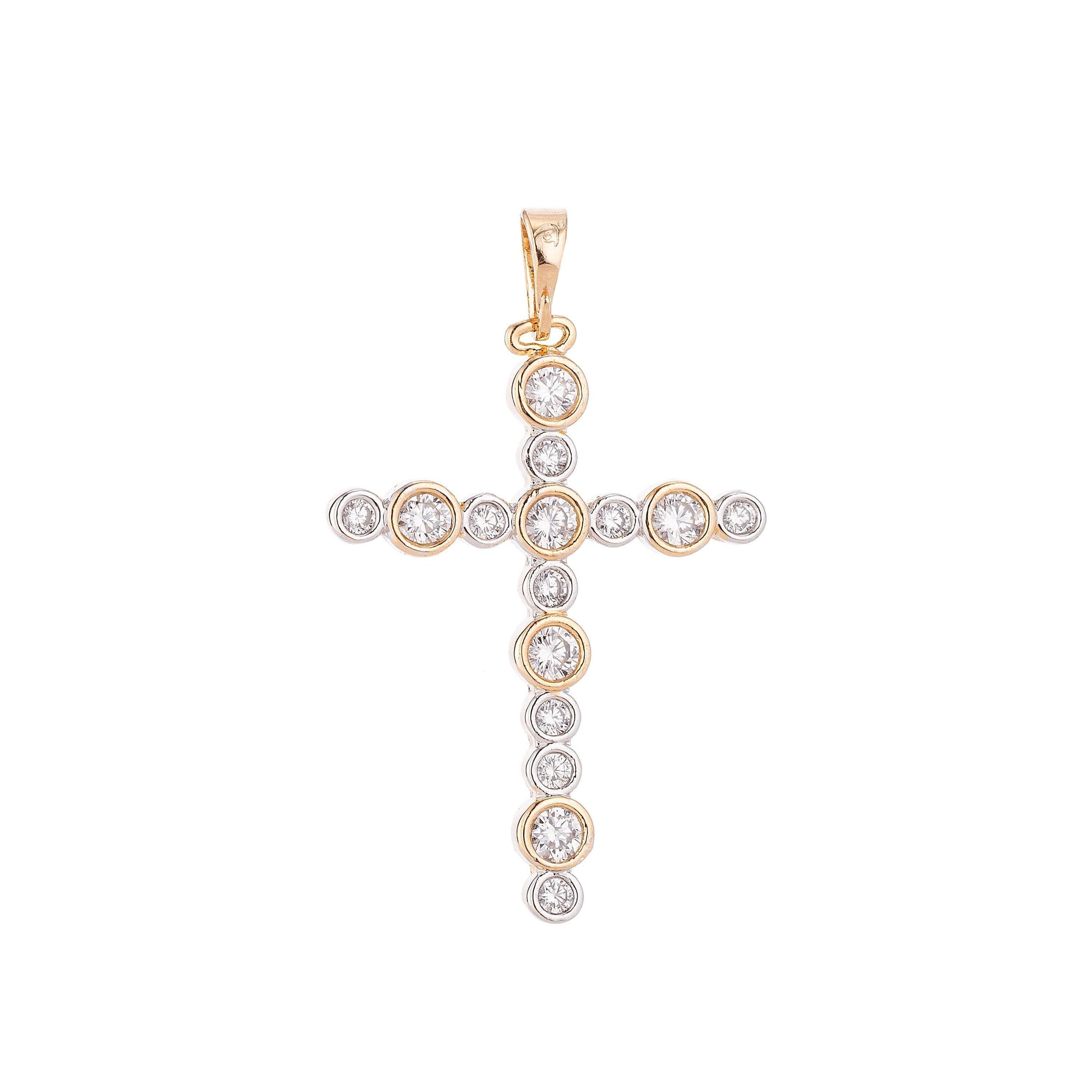Cross gold plated pendant necklace -simple cross gold pendant cubic zircon crystal -rose gold plated pendant - religious pendant charm h-451