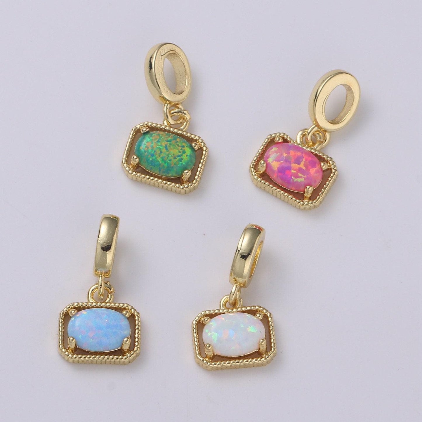 Mini octagon opal charm, dainty gold charm dainty charm bracelet earring necklace supplies, jewelry making, pdgf 2179
