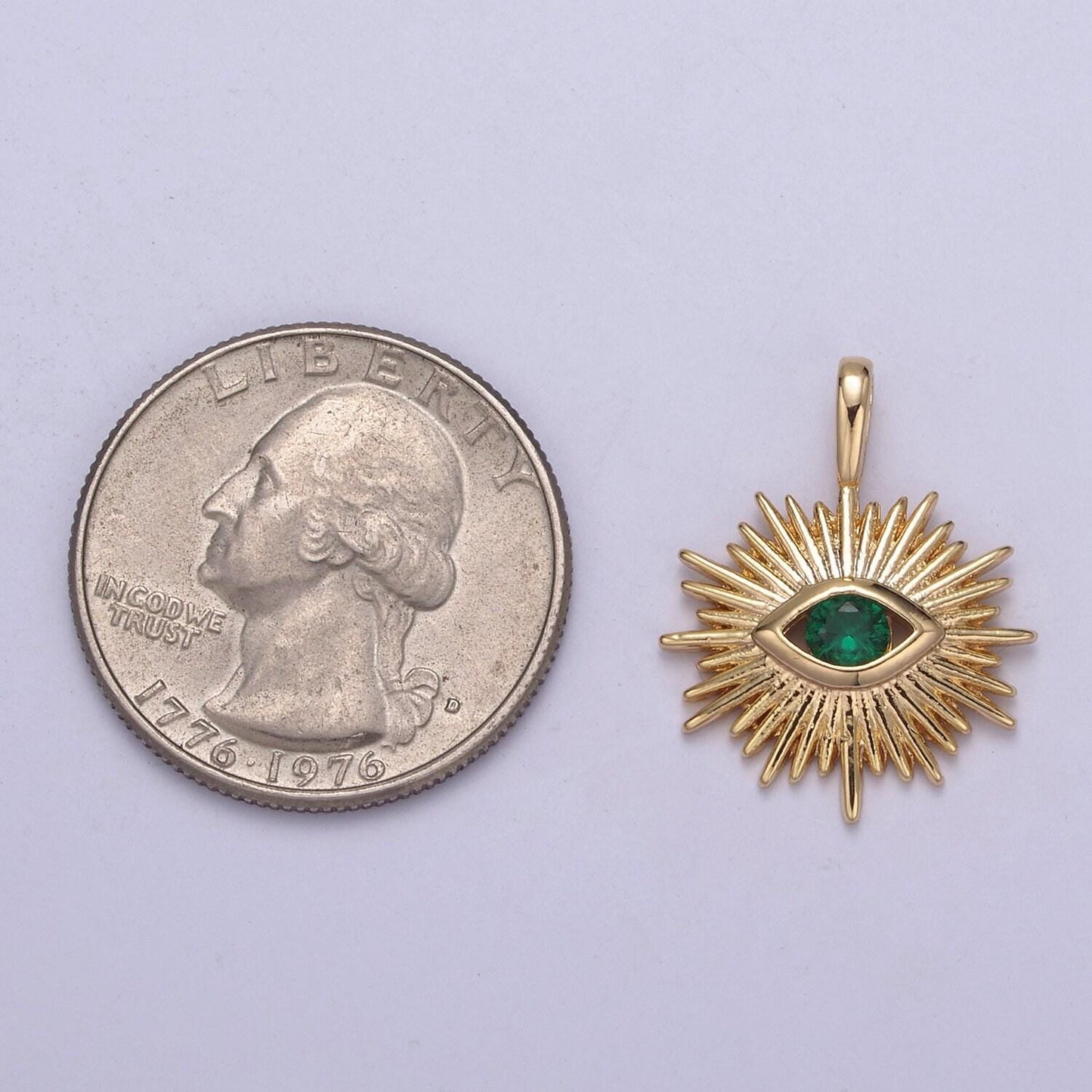 Evil eye pink cz charm - evil eye cubic zirconia green stone amulet greek eye boho wholesale charms h-421 / h-422