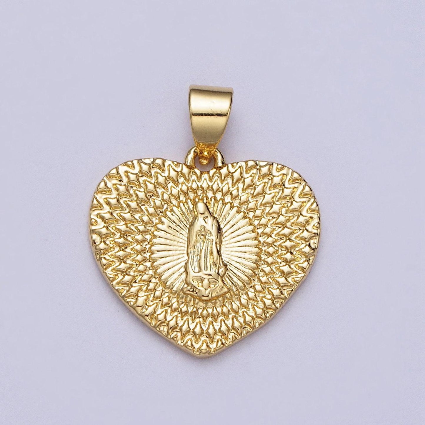 24k gold filled virgin mother mary sunburst heart pendant for catholic religious jewelry making lady guadalupe charm | h413