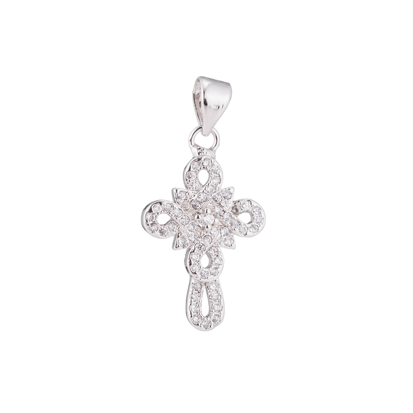 White & gold cross, jesus, faith, love, hope, peace, church cz necklace pendant charm bead bails findings for jewelry making h-407