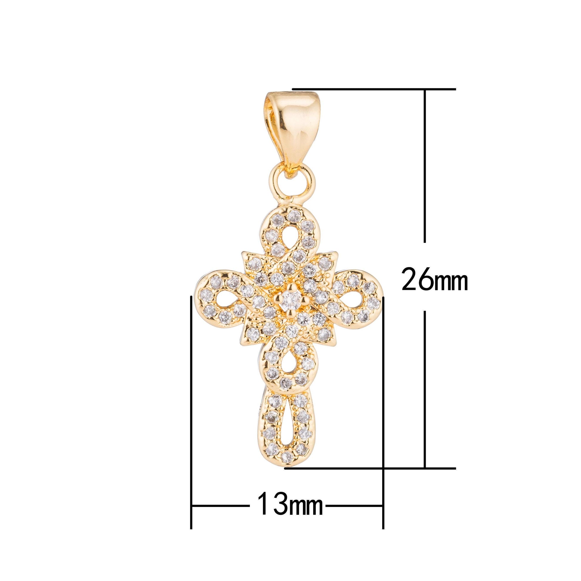 White & gold cross, jesus, faith, love, hope, peace, church cz necklace pendant charm bead bails findings for jewelry making h-407