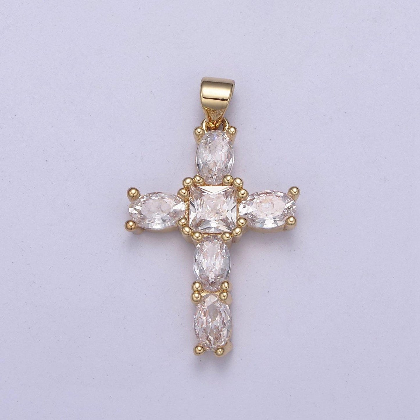Dainty cubic cross 14k gold filled cross charm religious pendants clear cubic zirconia h-400