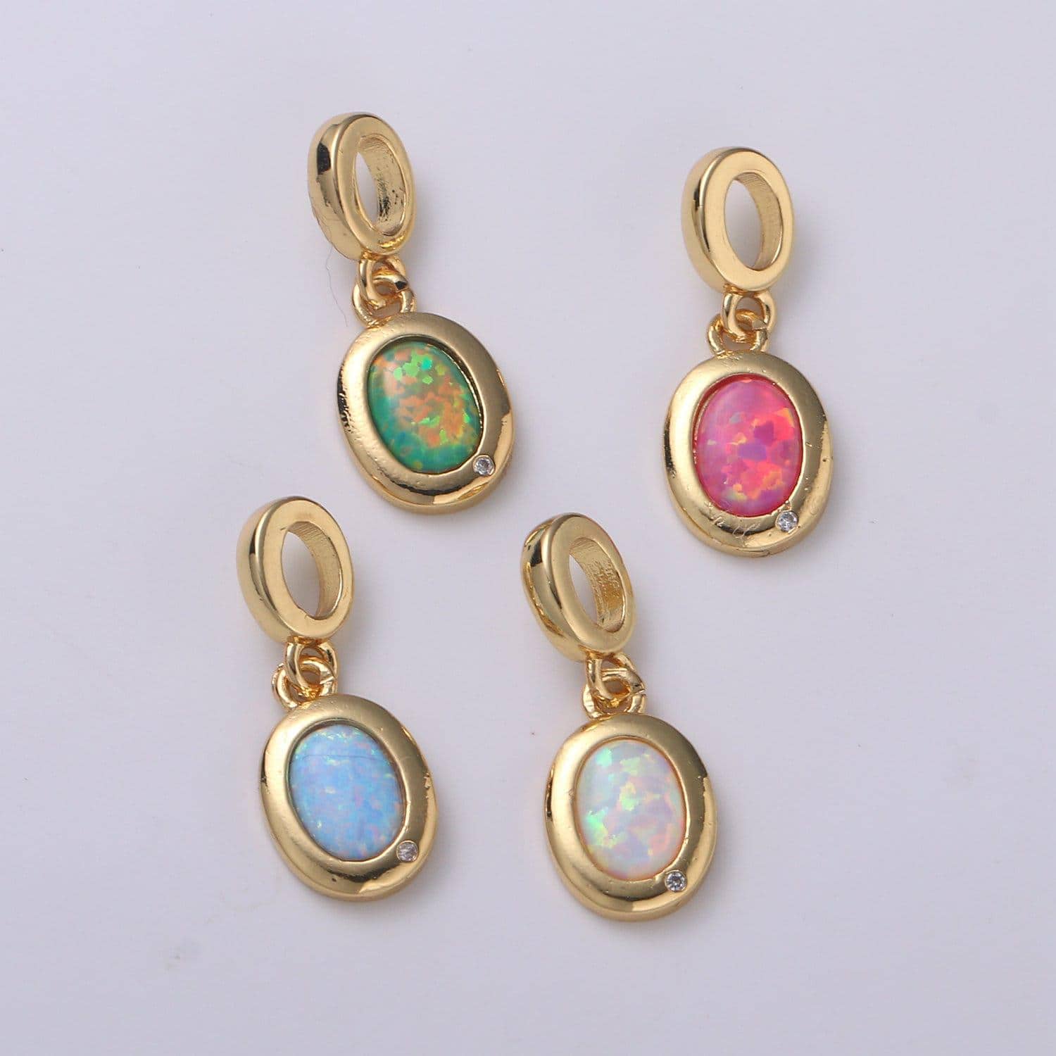 Dainty solitaire pendant 14k gold filled oval pendant for necklace opal charm birthstone cz geometric bezel charm h-389 h-390 h-392 h-397