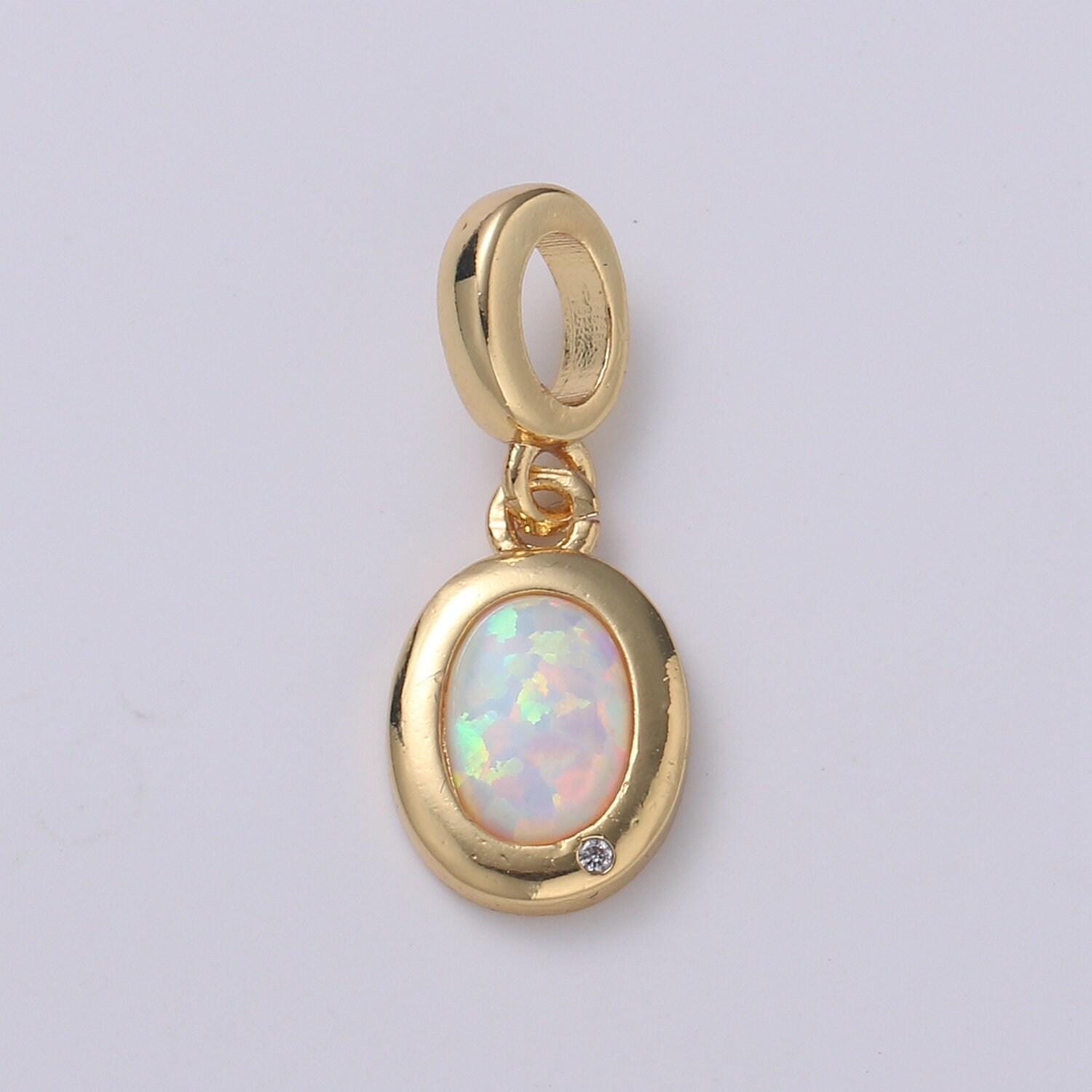 Dainty solitaire pendant 14k gold filled oval pendant for necklace opal charm birthstone cz geometric bezel charm h-389 h-390 h-392 h-397