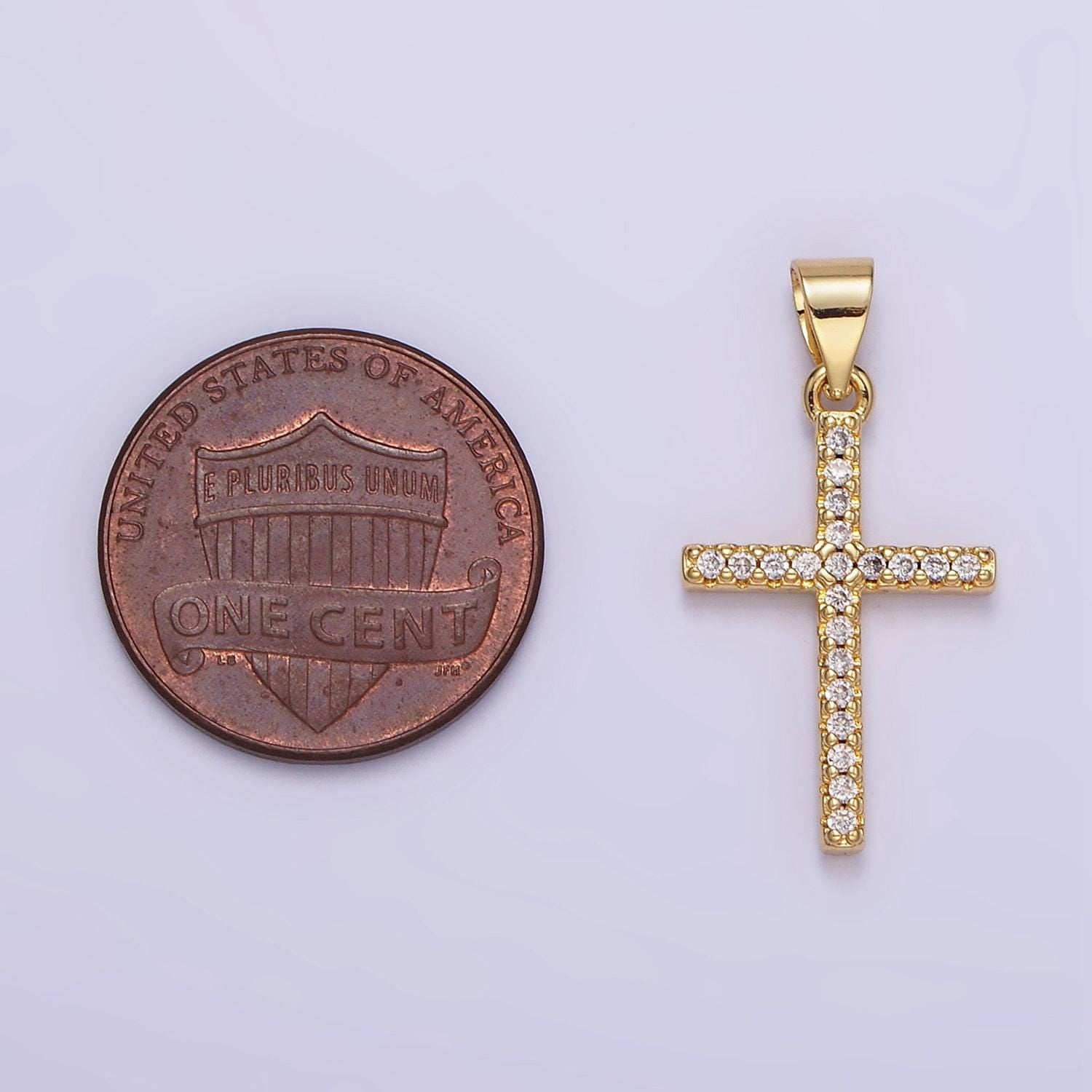 Micro pave cubic cross 24k gold filled pendant, cz 24k pendant, bracelet charm, necklace pendant, 24k gold jewelry h-392
