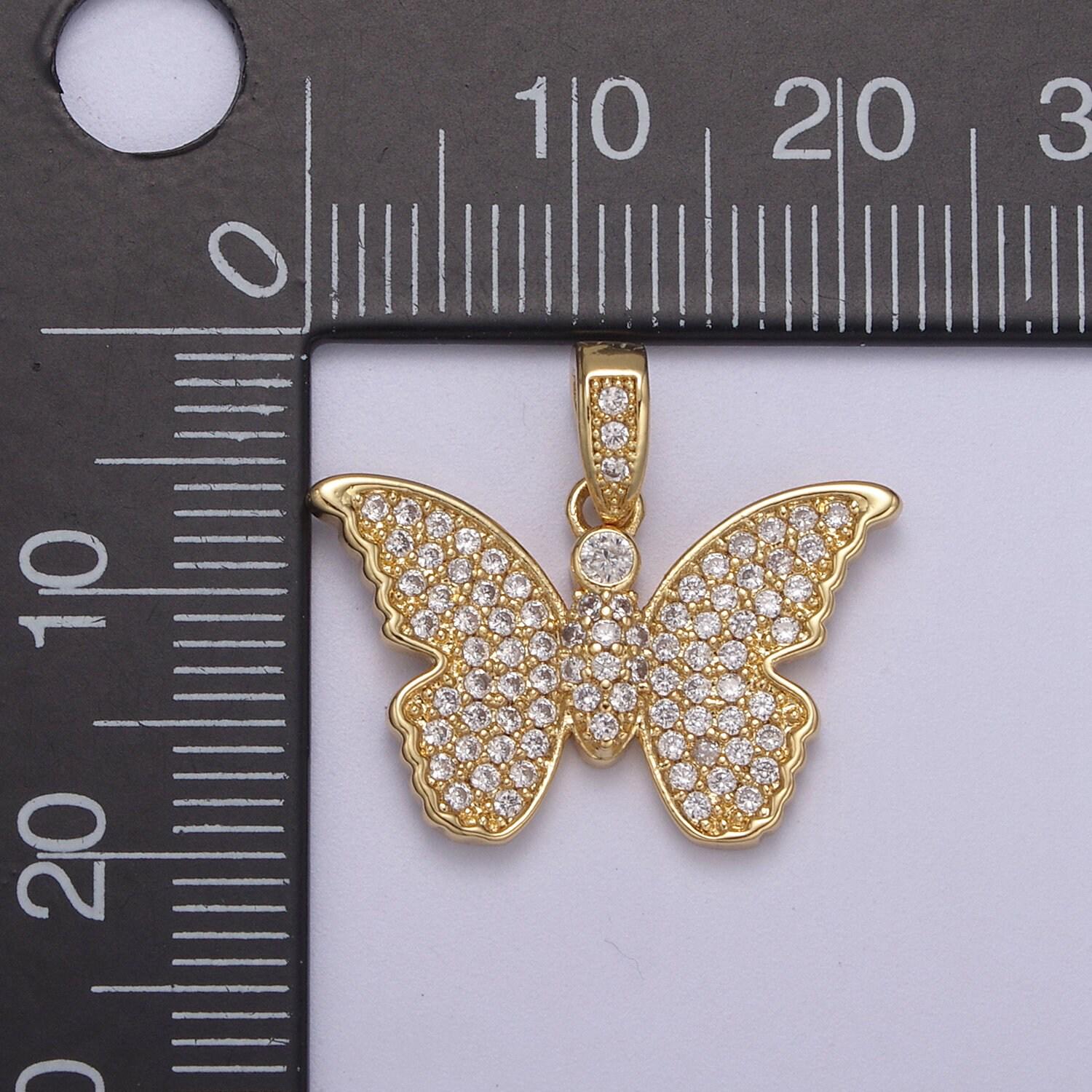 Gold butterfly charms, micro pave butterfly pendant silver monarch mariposa charms, cz butterfly h-388, h-391