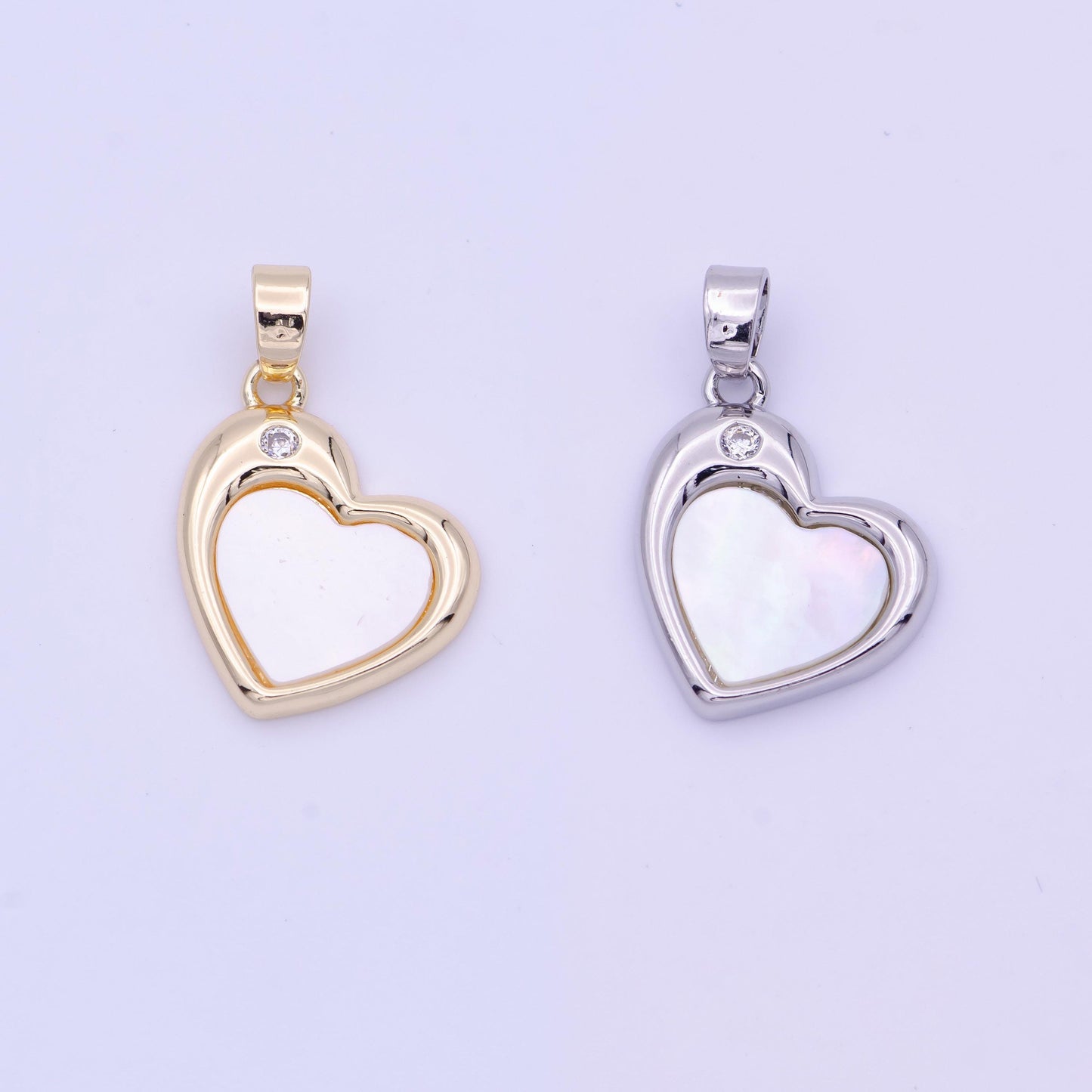 Gold heart charm shell pearl pendant silver pearl love charm jewelry supplies h-287 h-374