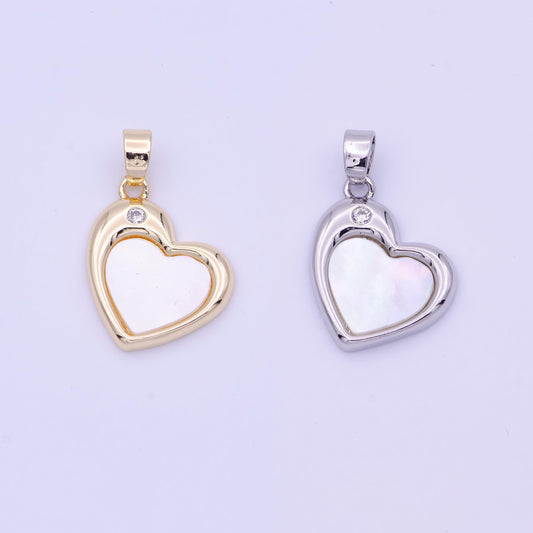 Gold heart charm shell pearl pendant silver pearl love charm jewelry supplies h-287 h-374