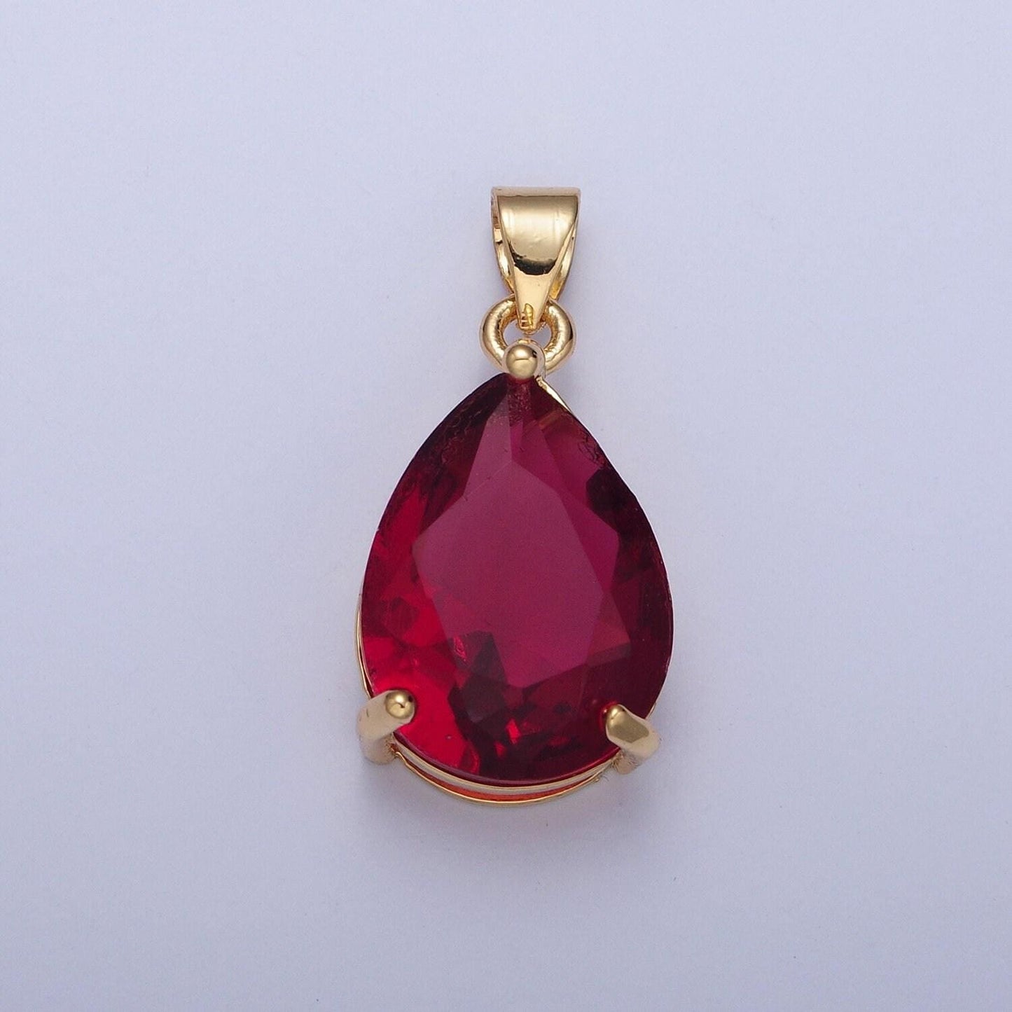 24k gold filled round gemstones teardrop cubic zirconia cz pendant charm for jewelry necklace making