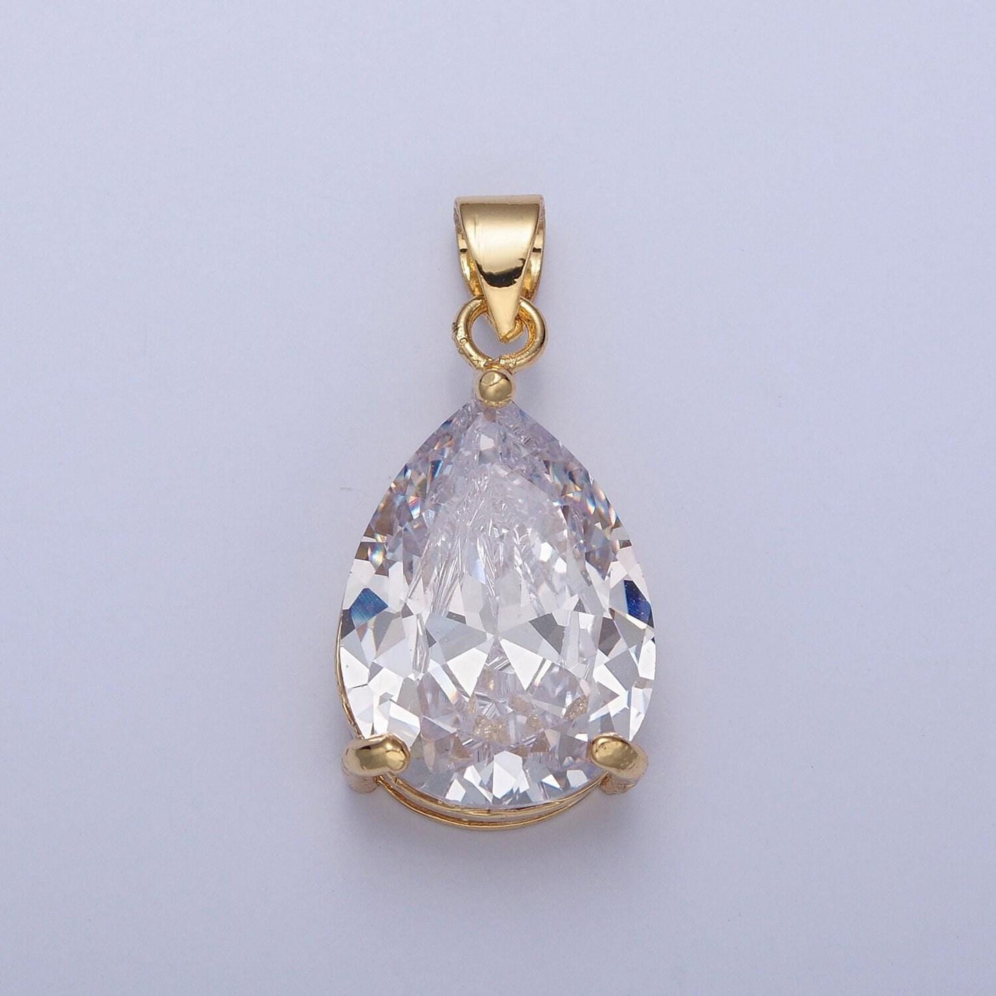 24k gold filled round gemstones teardrop cubic zirconia cz pendant charm for jewelry necklace making