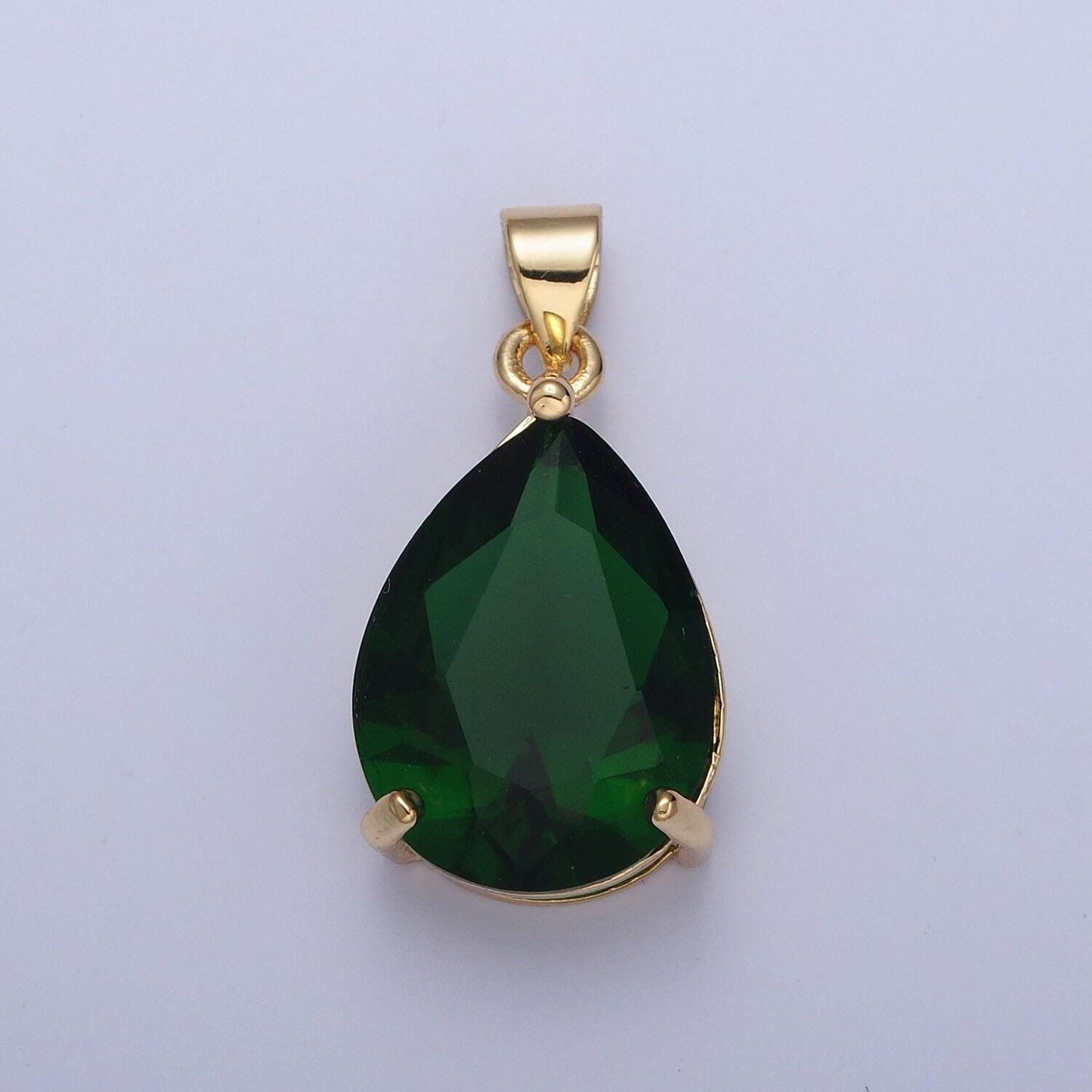 24k gold filled round gemstones teardrop cubic zirconia cz pendant charm for jewelry necklace making