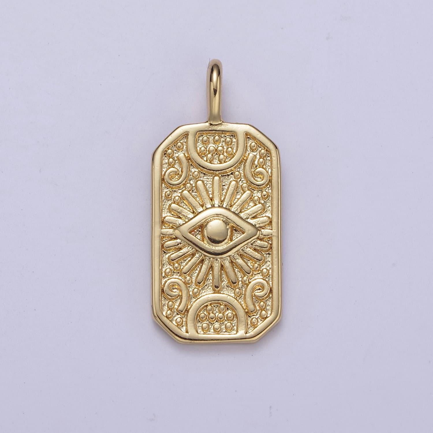 Evil eye charm tag pendant, dainty 14k gold filled eye charm for bracelet necklace pendant earring findings for jewelry making h-372