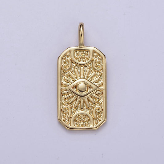 Evil eye charm tag pendant, dainty 14k gold filled eye charm for bracelet necklace pendant earring findings for jewelry making h-372