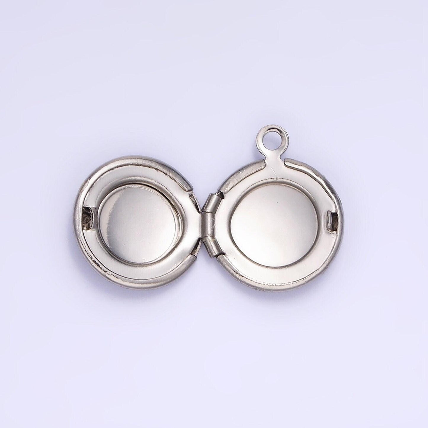Dainty gold filled 16mm curved engraved round locket charm for earring locket jewelry making supply | h357