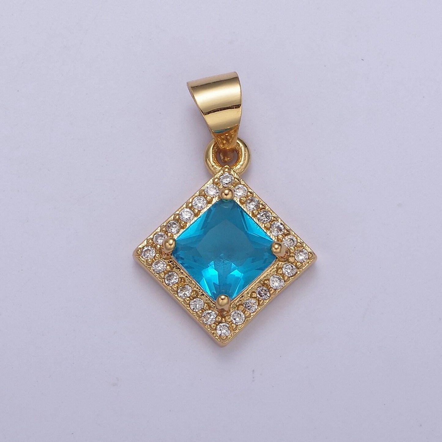 Rhombus geometric shape zircon connector charm, square gemstone pendant charm wholesale h-354