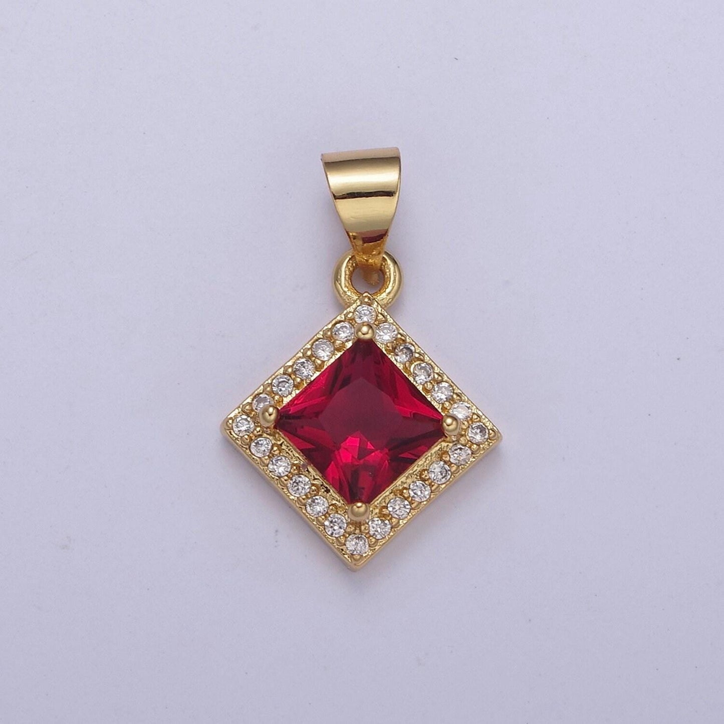 Rhombus geometric shape zircon connector charm, square gemstone pendant charm wholesale h-354