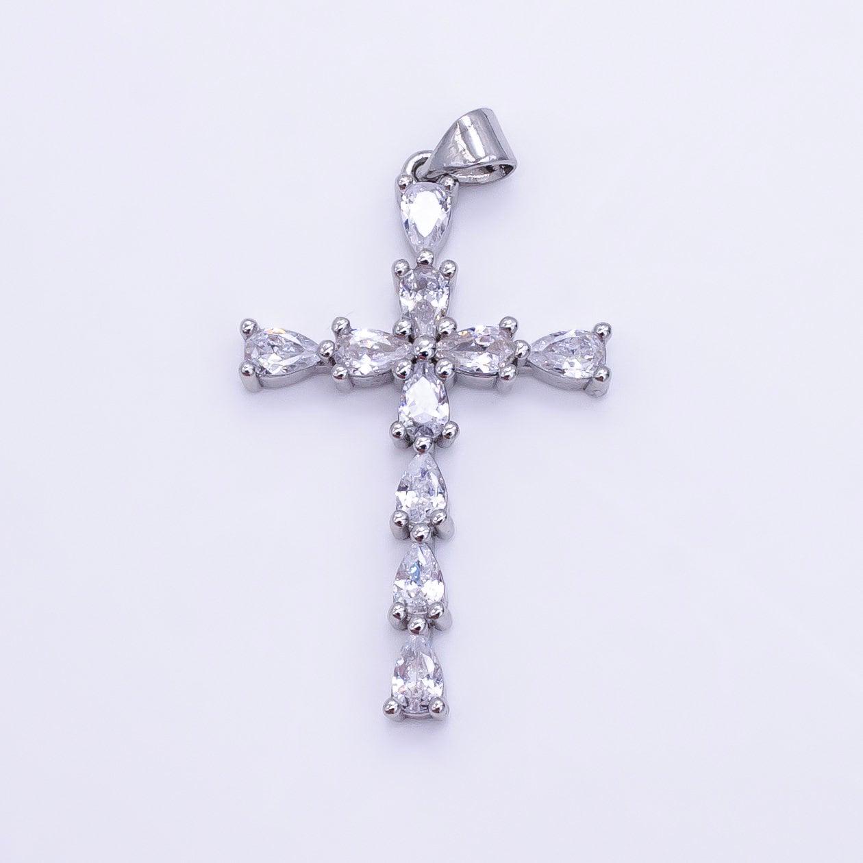 Clear Cubic Zirconia Cross Charm