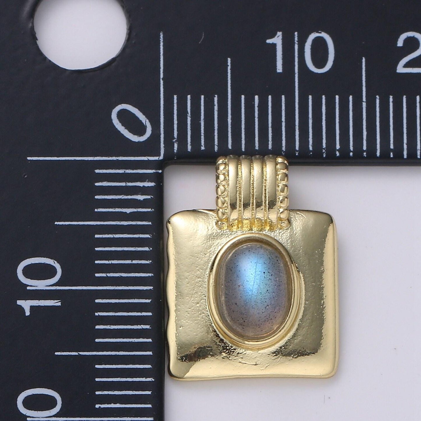Square gold oval moonstone solitaire charm gold tag bracelet pendant, gold charm for necklace supply diy jewelry pdgf 2177