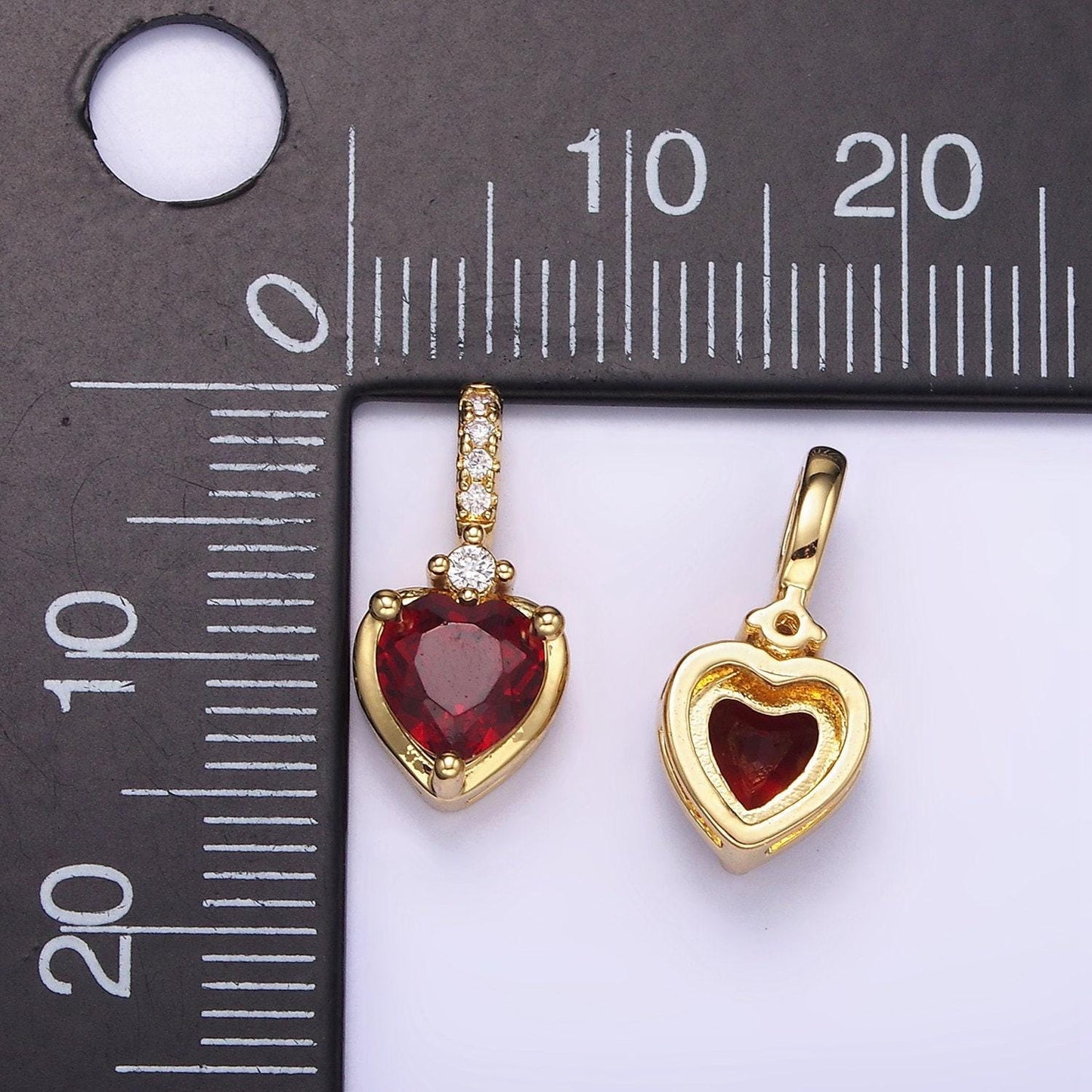 24k gold fille red heart pendant charm love cz charm for diy jewelry h329