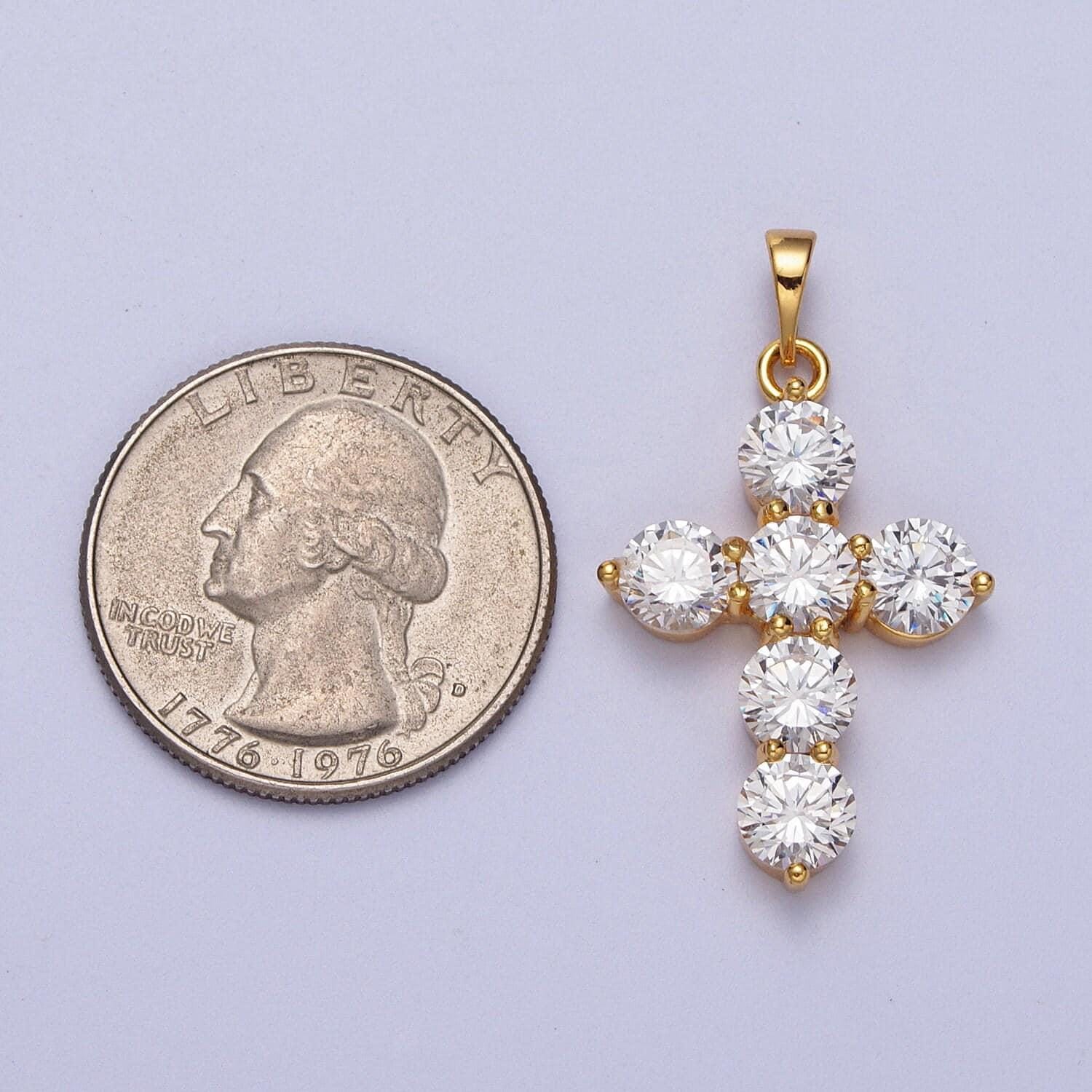 Dainty cubic cross charm micro pave cross charm for bracelet necklace pendant religious necklace 24k gold filled cross jewelry making h291