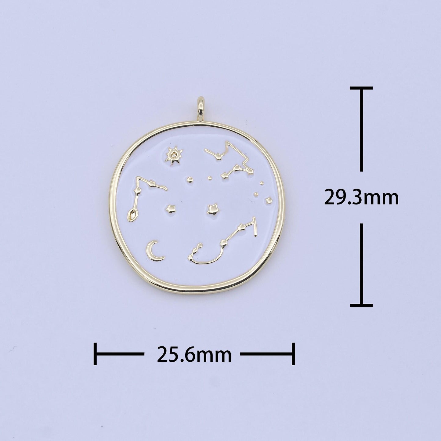 Gold filled black enamel celestial stars constellation charm white star galaxy round charm | h274 h277