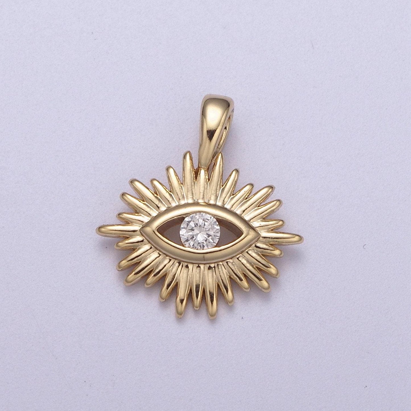 Mini 16k gold filled evil eye sunburst charm, boho charm, evil eye charm jewelry, greek eye charm for necklace bracelet h-276