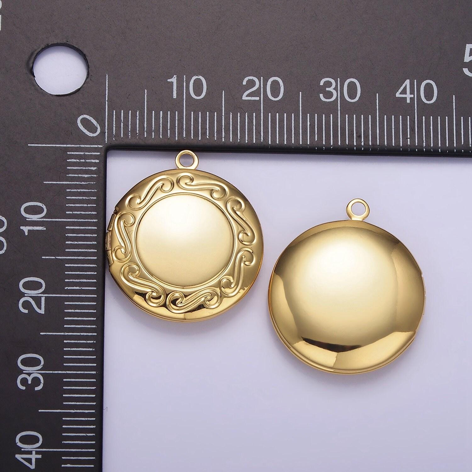 24k gold filled locket charm gold round locket charm bohemian locket pendant for jewelry making h269