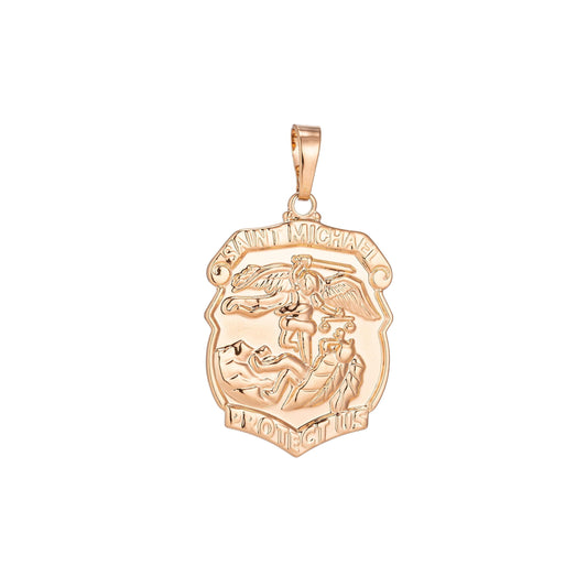 18k gold filled archangel saint michael medal pendant for protection protect us with prayer in the back for necklace jewelry making h-260