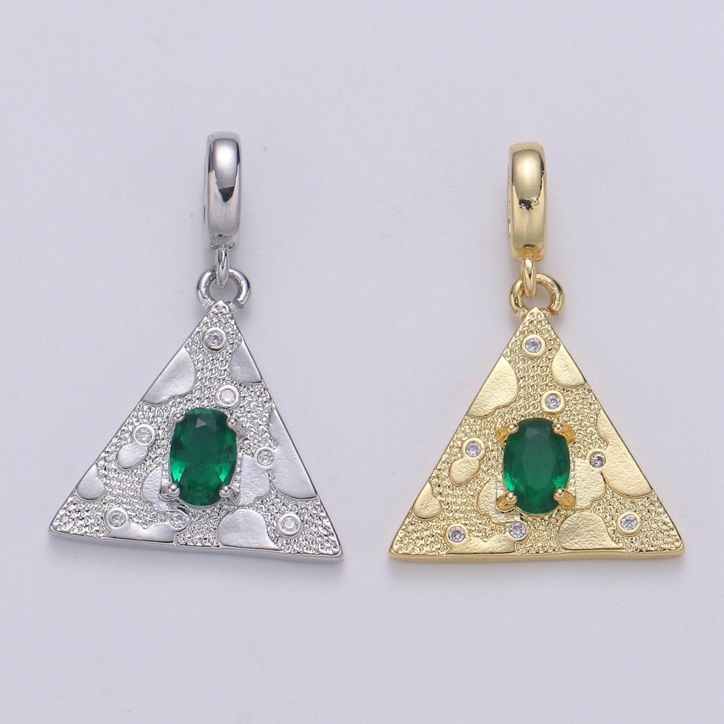 Emerald green gold filled triangle pendants h-255 h-258