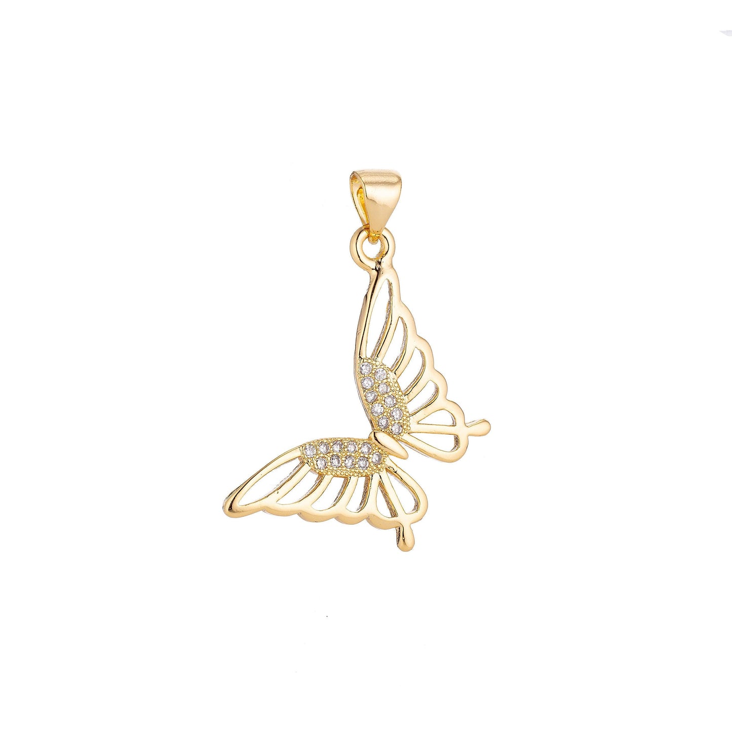 18k gold filled monarch butterfly romantic lover spring animal cubic zircon bracelet charm necklace pendant for jewelry making h-256