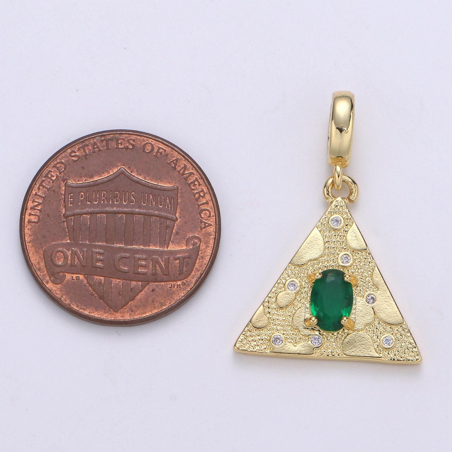 Emerald green gold filled triangle pendants h-255 h-258